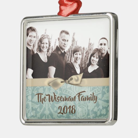 Personalisierter WeihnachtsDamaske Winte FOTO Orna Ornament Aus Metall (Links)