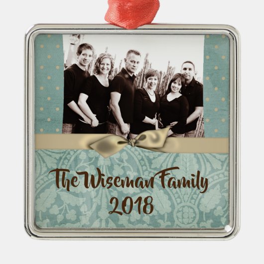 Personalisierter WeihnachtsDamaske Winte FOTO Orna Ornament Aus Metall (Vorne)