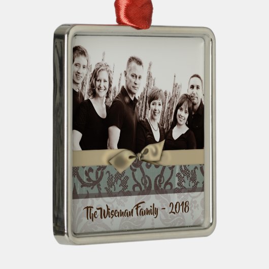 Personalisierter WeihnachtsDamaske Winte FOTO Orna Ornament Aus Metall (Rechts)