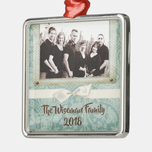 Personalisierter WeihnachtsDamaske Winte FOTO Orna Ornament Aus Metall (Links)