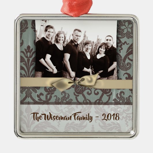 Personalisierter WeihnachtsDamaske Winte FOTO Orna Ornament Aus Metall (Vorne)