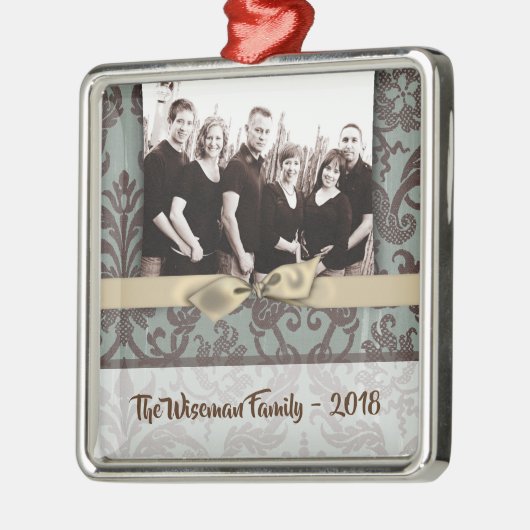 Personalisierter WeihnachtsDamaske Winte FOTO Orna Ornament Aus Metall (Links)