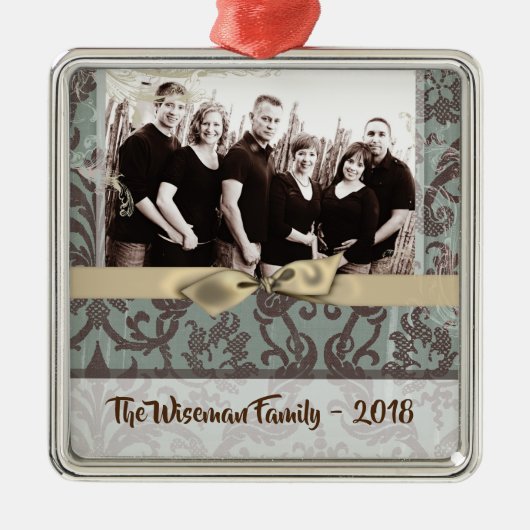 Personalisierter WeihnachtsDamaske Winte FOTO Orna Ornament Aus Metall (Vorne)