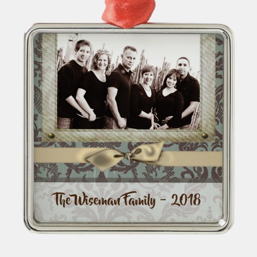 Personalisierter WeihnachtsDamaske Winte FOTO Orna Ornament Aus Metall (Vorne)