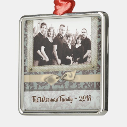 Personalisierter WeihnachtsDamaske Winte FOTO Orna Ornament Aus Metall (Links)