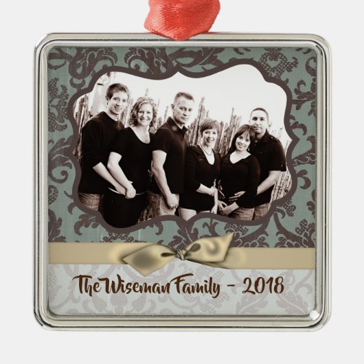 Personalisierter WeihnachtsDamaske Winte FOTO Orna Ornament Aus Metall (Vorne)