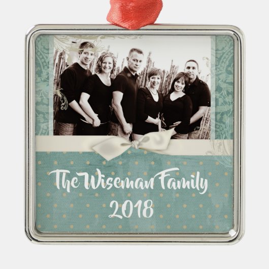 Personalisierter WeihnachtsDamaske Winte FOTO Orna Ornament Aus Metall (Vorne)