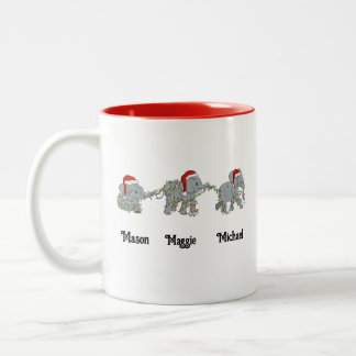 Personalisierter Weihnachtselementar mit Namen Zweifarbige Tasse