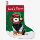 Personalisierter Weihnachtself Bernedoodle Kleiner Weihnachtsstrumpf (Vorderseite)
