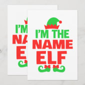 Personalisierter Weihnachtself Einladung (Vorne/Hinten)