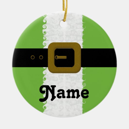 Personalisierter Weihnachtself Keramikornament (Vorne)