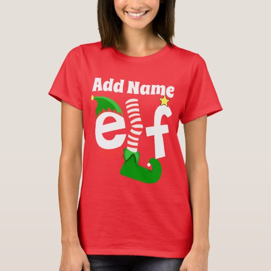 Personalisierter Weihnachtself-Name T-Shirt (Vorderseite)