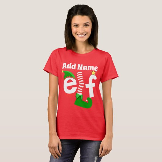 Personalisierter Weihnachtself-Name T-Shirt (Vorne ganz)
