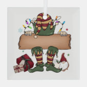 Personalisierter Weihnachtself Ornament Aus Glas (Rückseite)