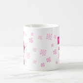 Personalisierter Weihnachtself Rosa Schneeflocken  Kaffeetasse (Mittel)