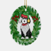 Personalisierter Weihnachtself Sheepadoodle Keramik Ornament (Rechts)