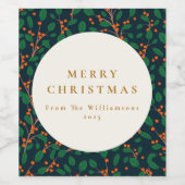 Personalisierter Weihnachtsfeiertag Botanisch Weinetikett (Einzelnes Label)
