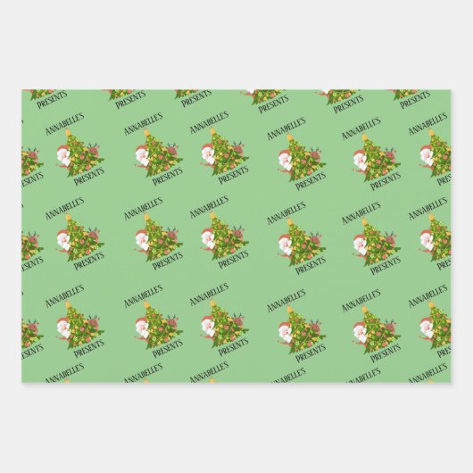 Personalisierter Weihnachtsfeiertag Geschenkpapier Set (Vorderseite)