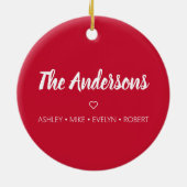 Personalisierter Weihnachtsfeiertag Rot Keramik Ornament (Hinten)