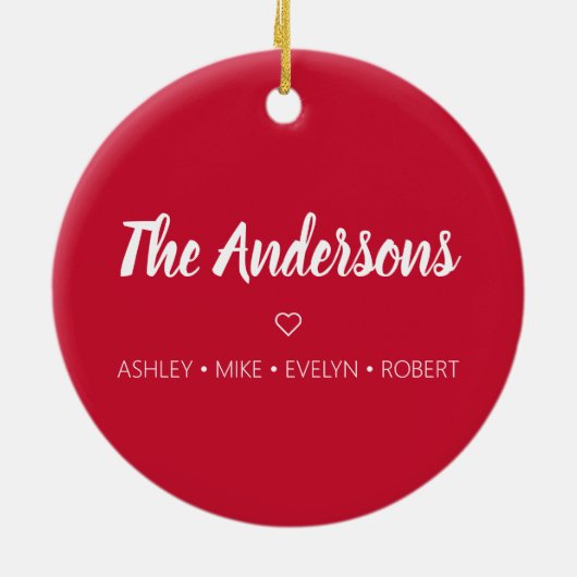 Personalisierter Weihnachtsfeiertag Rot Keramik Ornament (Hinten)