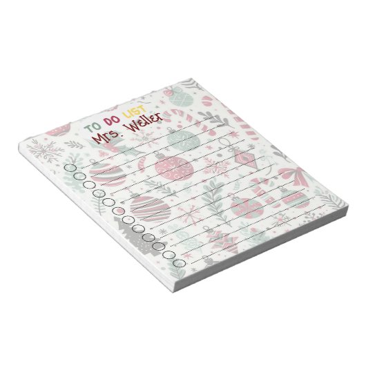 Personalisierter Weihnachtsfeiertag zu erledigen Notizblock (angewinkelt)