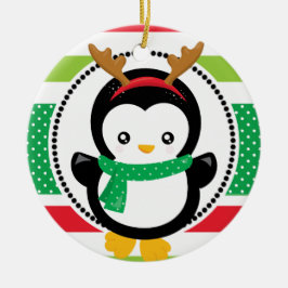 Personalisierter Weihnachtsfest im Pinguin Keramik Ornament