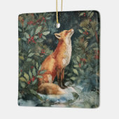 Personalisierter Weihnachtsfox Keramikornament (Links)