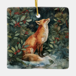 Personalisierter Weihnachtsfox Keramikornament