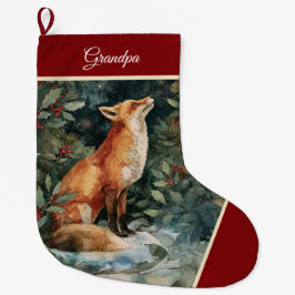 Personalisierter Weihnachtsfox-Strumpf, festlich Großer Weihnachtsstrumpf