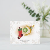 Personalisierter Weihnachtsfreund Strumpf Postkarte (Stehend Vorderseite)