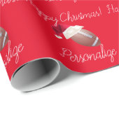 Personalisierter Weihnachtsfußball Weihnachtswra Geschenkpapier (Rolleneckpunkt)