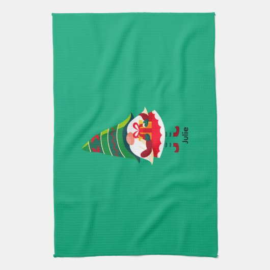 Personalisierter Weihnachtsgnom Holing eine Gesche Geschirrtuch (Vertikal)