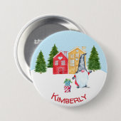 Personalisierter Weihnachtsgnome Button (Vorne & Hinten)
