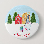 Personalisierter Weihnachtsgnome Button (Vorderseite)