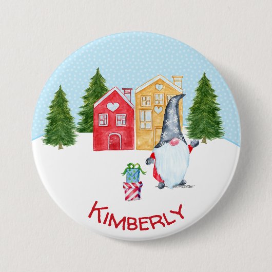Personalisierter Weihnachtsgnome Button (Vorderseite)