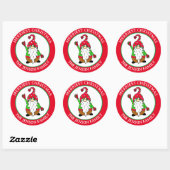 Personalisierter Weihnachtsgnome Frohe Weihnachten Runder Aufkleber (Blatt)