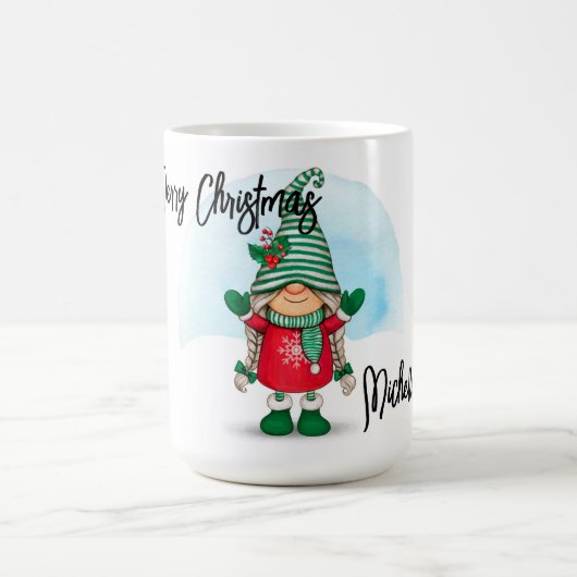 Personalisierter Weihnachtsgnome Kaffeetasse (Mittel)