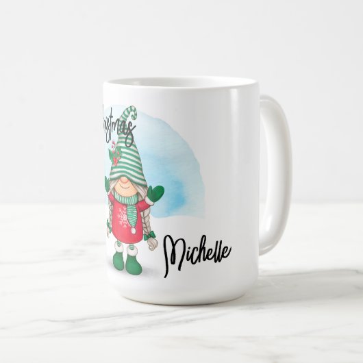 Personalisierter Weihnachtsgnome Kaffeetasse (VorderseiteRechts)