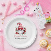 Personalisierter Weihnachtsgnome Poinsettia Holida Pappteller (Party)