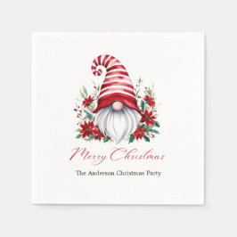 Personalisierter Weihnachtsgnome Poinsettia Holida Serviette