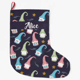 Personalisierter Weihnachtsgnomes-Muster-Strumpf Großer Weihnachtsstrumpf