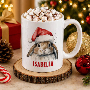 Personalisierter Weihnachtshasen-Becher für Kinder Kaffeetasse