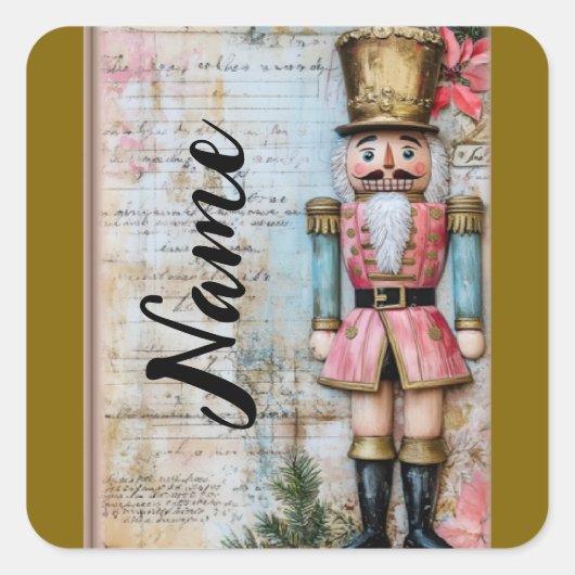 Personalisierter Weihnachtsknacker Quadratischer Aufkleber (Vorderseite)