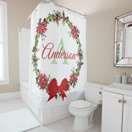 Personalisierter Weihnachtskranz Duschvorhang (Beispiel)