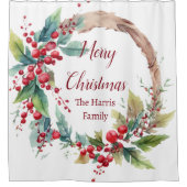 Personalisierter Weihnachtskranz Duschvorhang (Vorderseite)