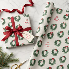 Personalisierter Weihnachtskranz Familienname Gesc Geschenkpapier