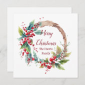 Personalisierter Weihnachtskranz Feiertagskarte (Vorne/Hinten)