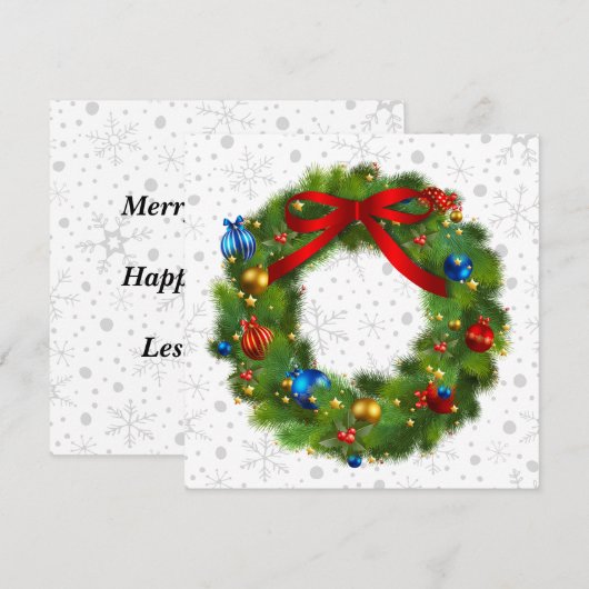 Personalisierter Weihnachtskranz Feiertagskarte (Vorne/Hinten)