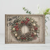 Personalisierter Weihnachtskranz Feiertagskarte (Stehend Vorderseite)