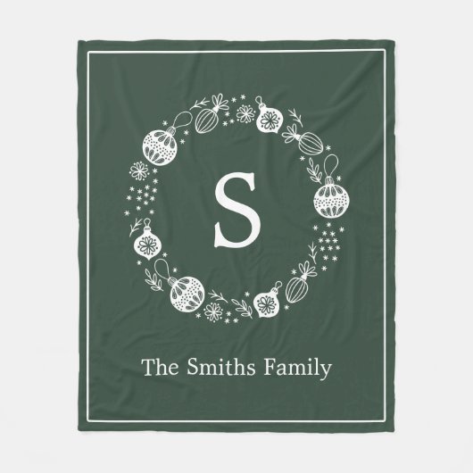Personalisierter Weihnachtskranz Fleecedecke (Vorderseite)